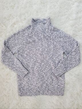 NWT L.L. Bean Size XS Petite Gray Cotton Ragg Sweater Funnelneck Pullover